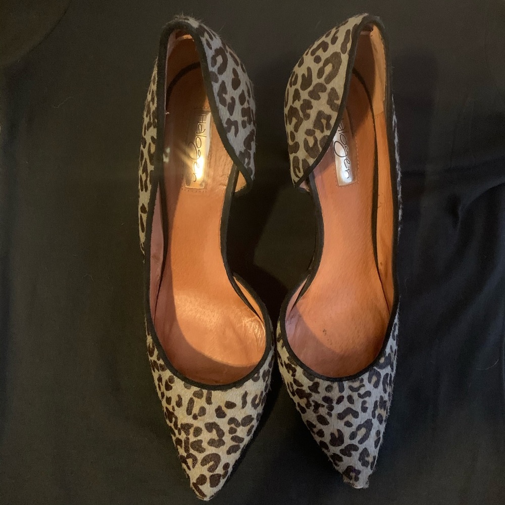 Halogen Leather Calf Skin Fur Stiletto Pumps - 9M